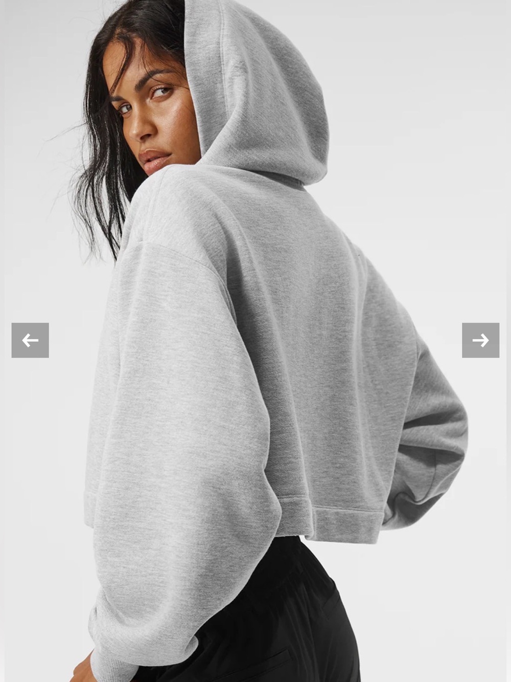 ALO Yoga Bae Hoodie Cropped Gray Hooded Sweatshirt - Picture 4 of 9